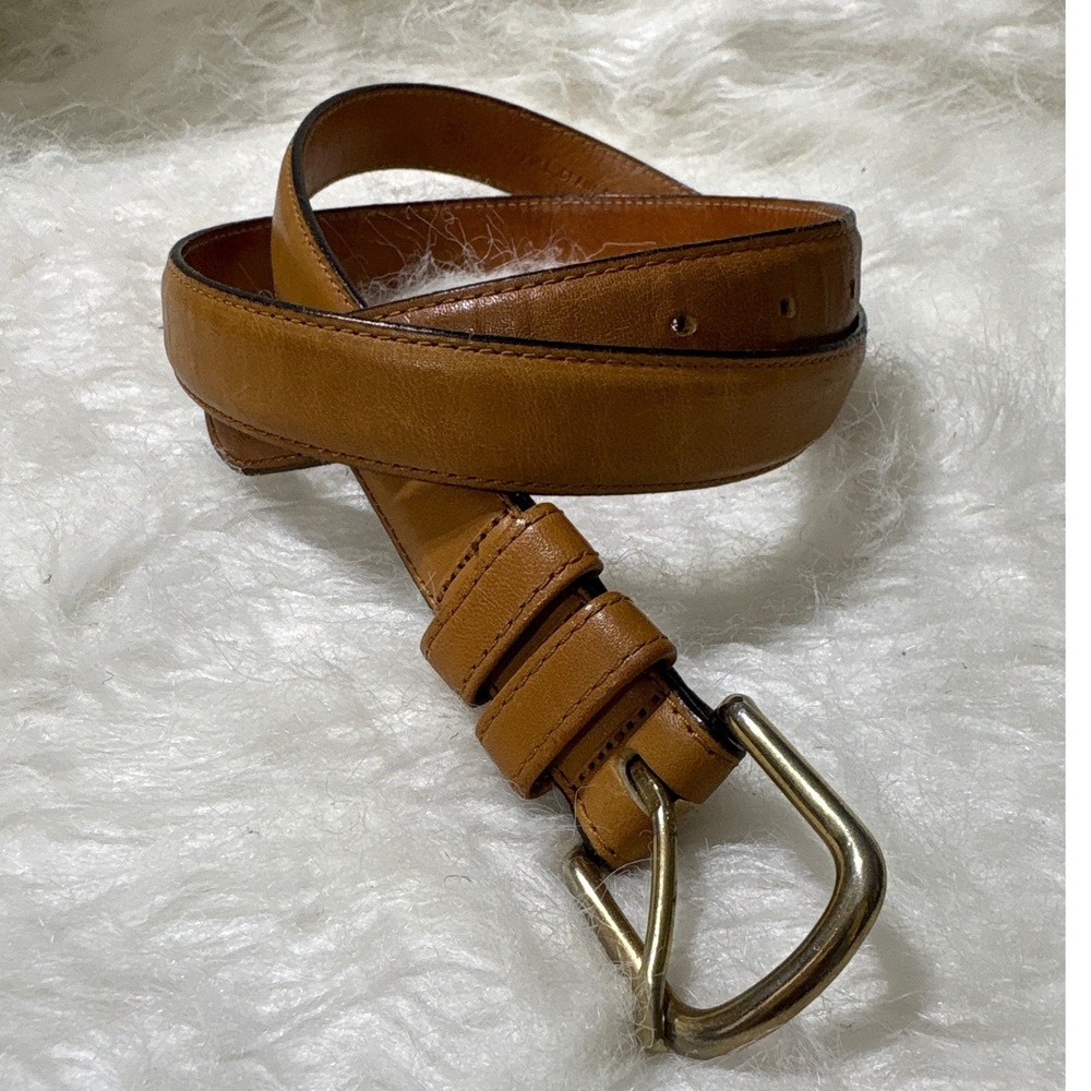 Full Grain Leather Belt Mens 30 LTan Brown Brass Buckle Made in USA 835 Casual